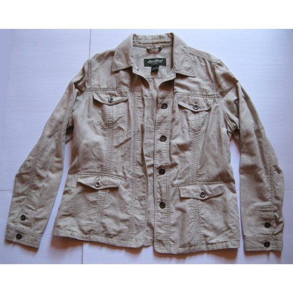 Eddie Bauer Khaki Button Down Utility Jacket - Picture 2 of 11